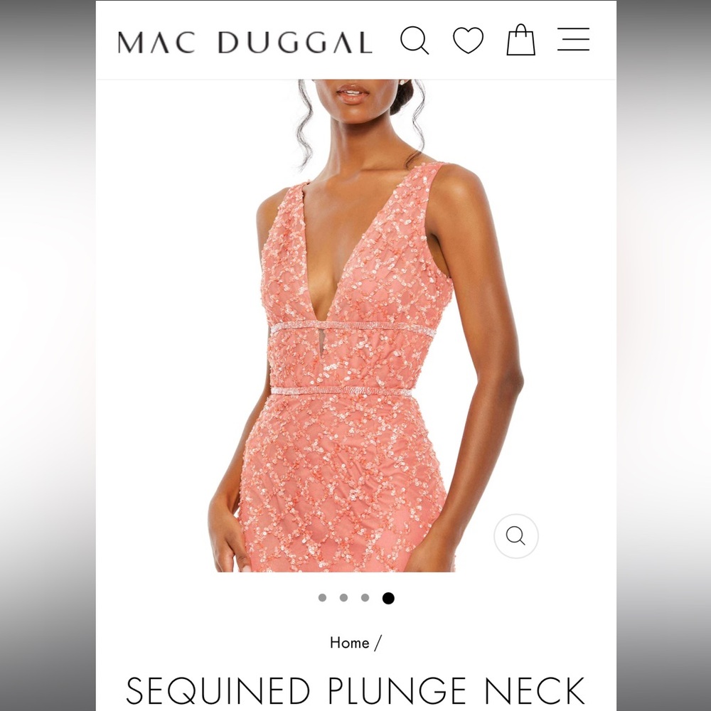 NWT Mac duggal dress size 12. Beautiful beading and coral color - Picture 2 of 11